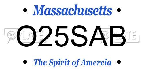 O25SAB Massachusetts License Plate