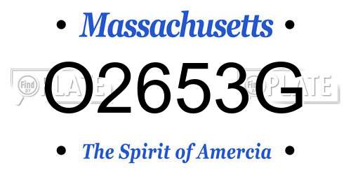 O2653G Massachusetts License Plate