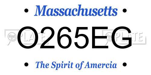 O265EG Massachusetts License Plate