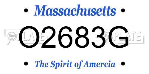 O2683G Massachusetts License Plate