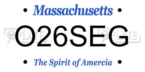 O26SEG Massachusetts License Plate