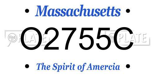 O2755C Massachusetts License Plate