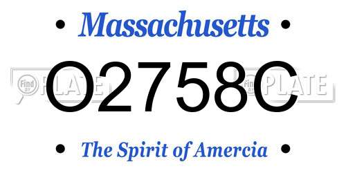 O2758C Massachusetts License Plate