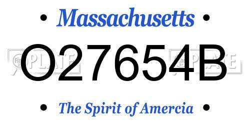 O27654B Massachusetts License Plate