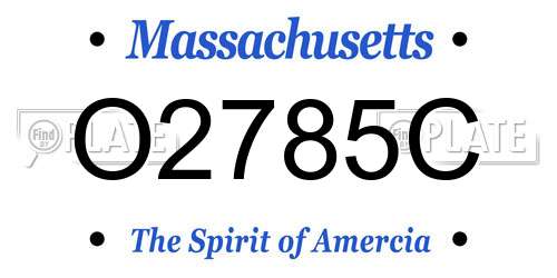O2785C Massachusetts License Plate