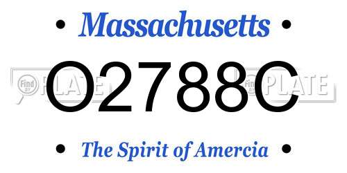 O2788C Massachusetts License Plate
