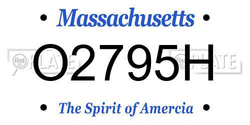 O2795H Massachusetts License Plate