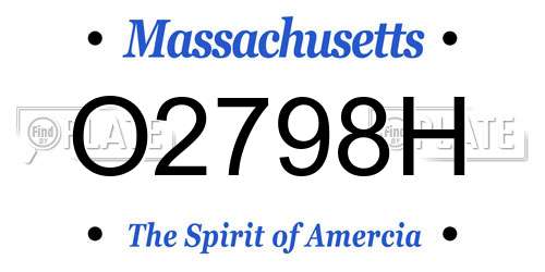 O2798H Massachusetts License Plate