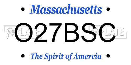 O27BSC Massachusetts License Plate