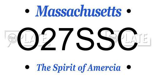 O27SSC Massachusetts License Plate