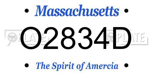 O2834D Massachusetts License Plate