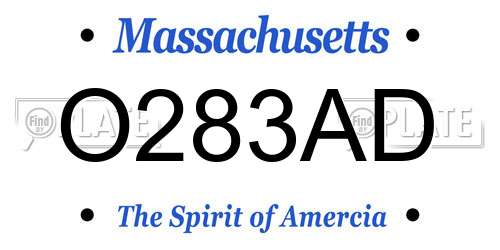 O283AD Massachusetts License Plate