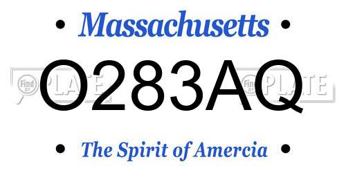 O283AQ Massachusetts License Plate