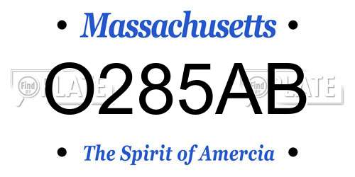 O285AB Massachusetts License Plate