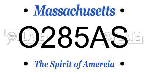 O285AS Massachusetts License Plate