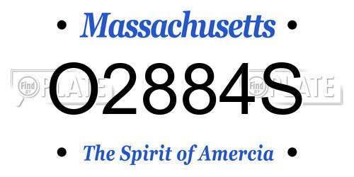 O2884S Massachusetts License Plate