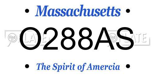 O288AS Massachusetts License Plate