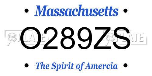 O289ZS Massachusetts License Plate