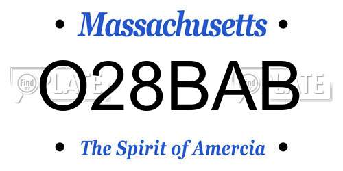 O28BAB Massachusetts License Plate