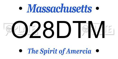 O28DTM Massachusetts License Plate