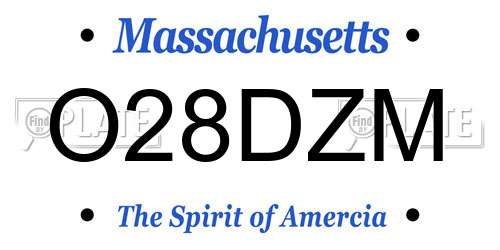 O28DZM Massachusetts License Plate