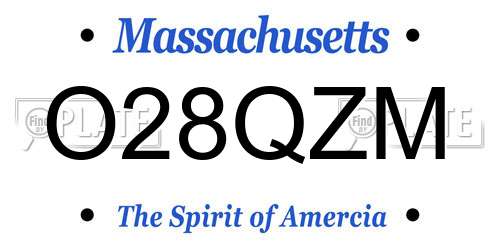 O28QZM Massachusetts License Plate