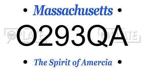 O293QA Massachusetts License Plate
