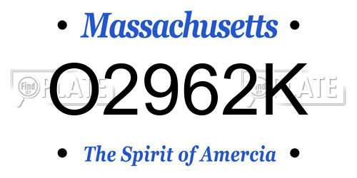 O2962K Massachusetts License Plate