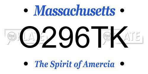 O296TK Massachusetts License Plate