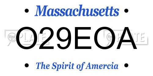 O29EOA Massachusetts License Plate