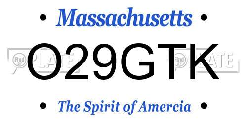O29GTK Massachusetts License Plate