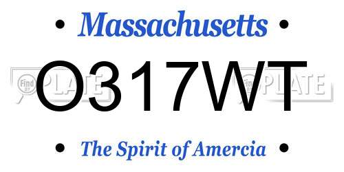 O317WT Massachusetts License Plate