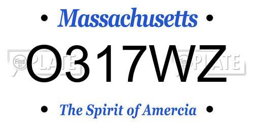 O317WZ Massachusetts License Plate