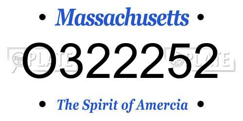 O322252 Massachusetts License Plate