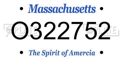 O322752 Massachusetts License Plate