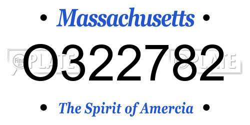 O322782 Massachusetts License Plate