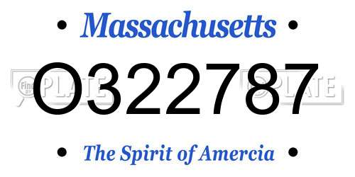 O322787 Massachusetts License Plate
