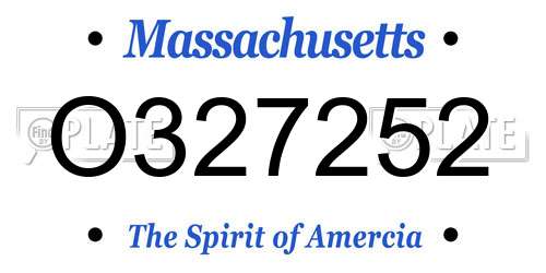 O327252 Massachusetts License Plate