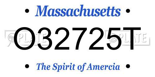 O32725T Massachusetts License Plate