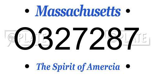 O327287 Massachusetts License Plate