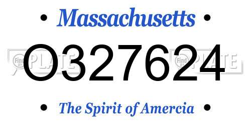 O327624 Massachusetts License Plate