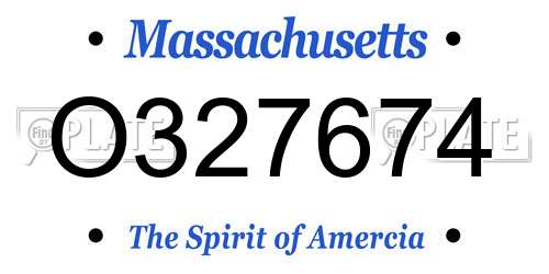 O327674 Massachusetts License Plate