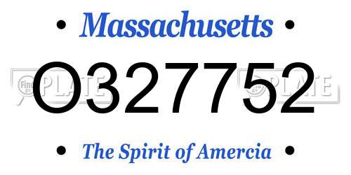 O327752 Massachusetts License Plate