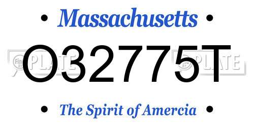 O32775T Massachusetts License Plate