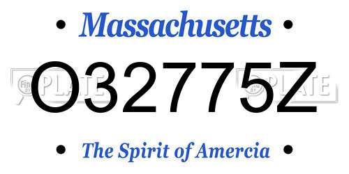 O32775Z Massachusetts License Plate