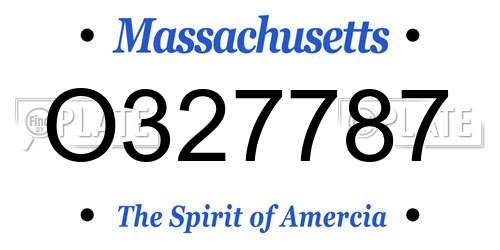 O327787 Massachusetts License Plate