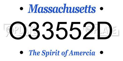 O33552D Massachusetts License Plate