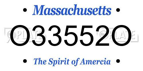 O33552O Massachusetts License Plate