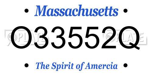 O33552Q Massachusetts License Plate