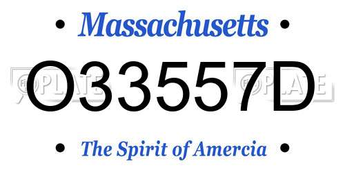 O33557D Massachusetts License Plate